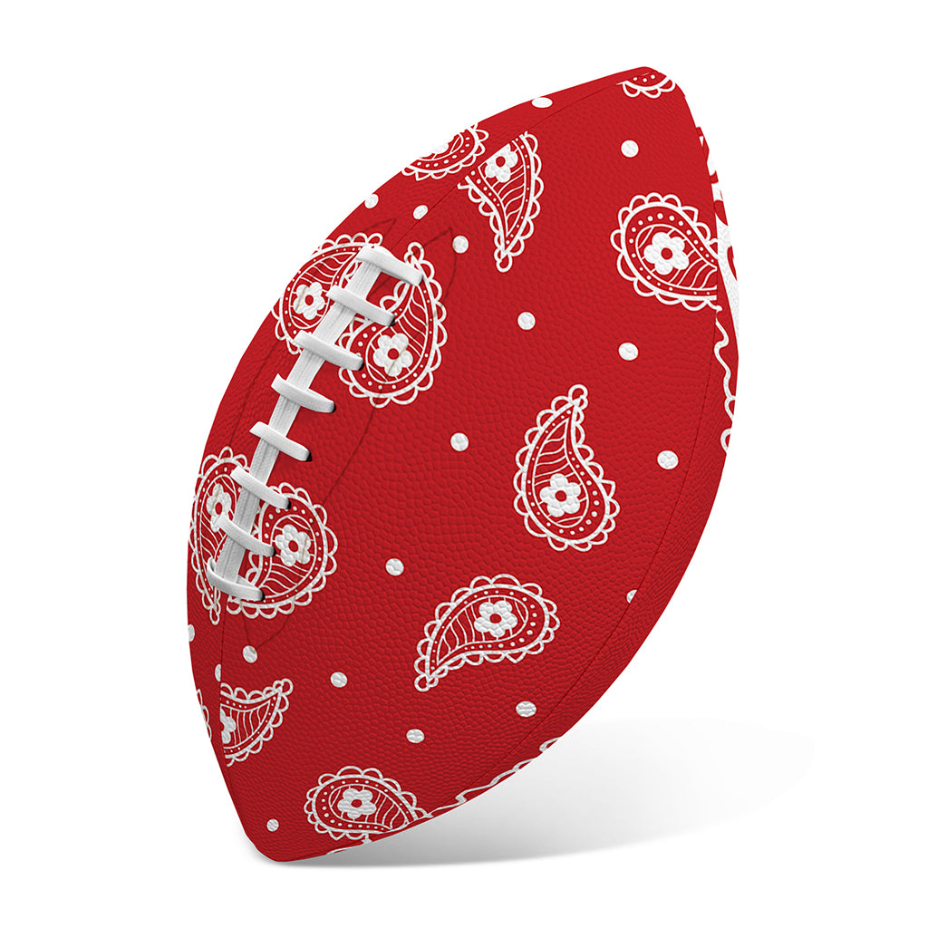Red And White Paisley Bandana Print Rugby Ball
