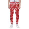 Red And White Paisley Bandana Print Joggers