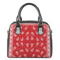 Red And White Paisley Bandana Print Shoulder Handbag