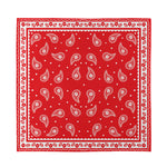 Red And White Paisley Bandana Print Silk Bandana