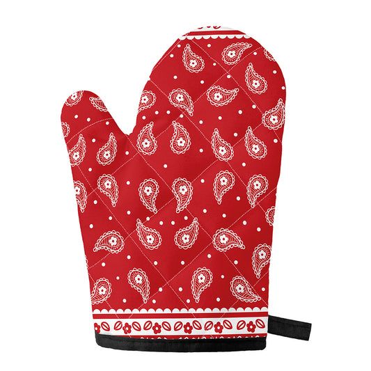 Red And White Paisley Bandana Print Single Oven Mitt