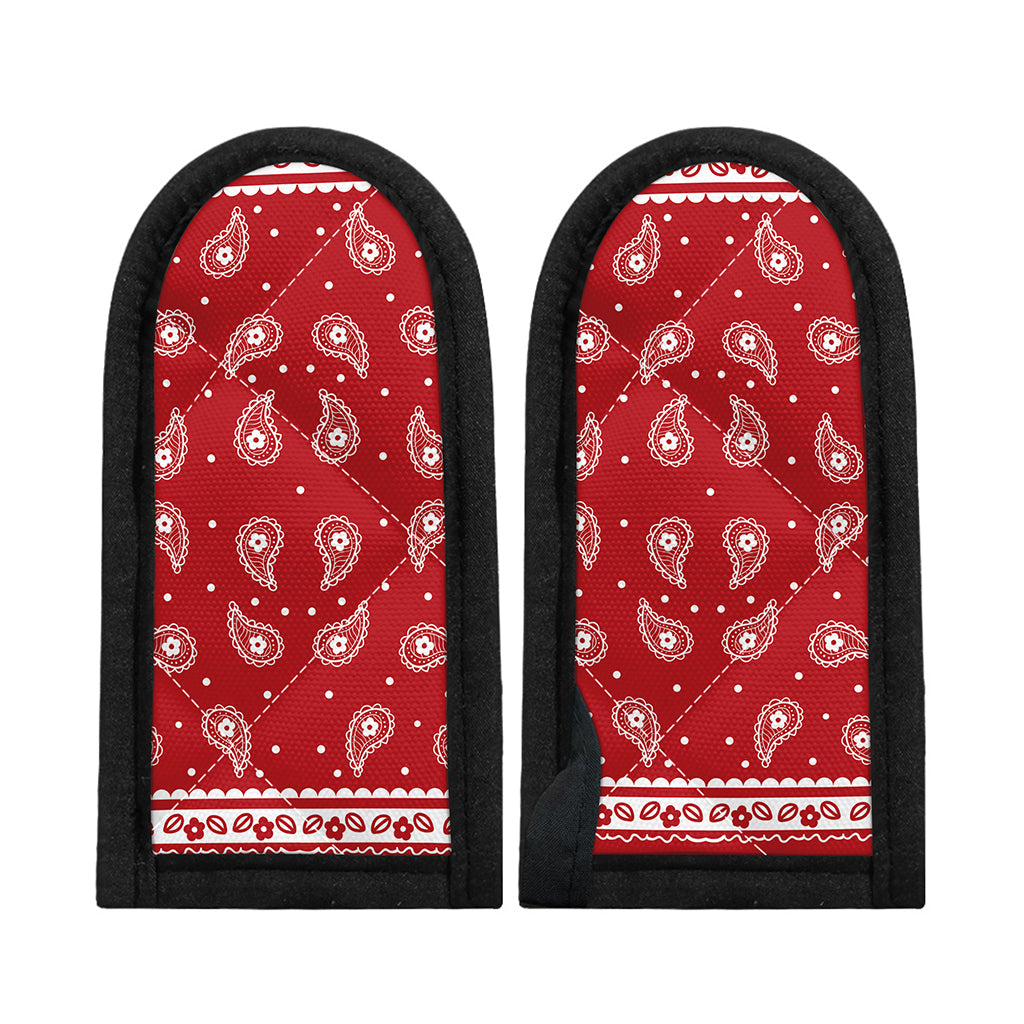 Red And White Paisley Bandana Print Skillet Handle Cover