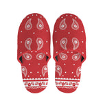 Red And White Paisley Bandana Print Slippers