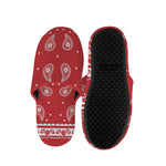 Red And White Paisley Bandana Print Slippers