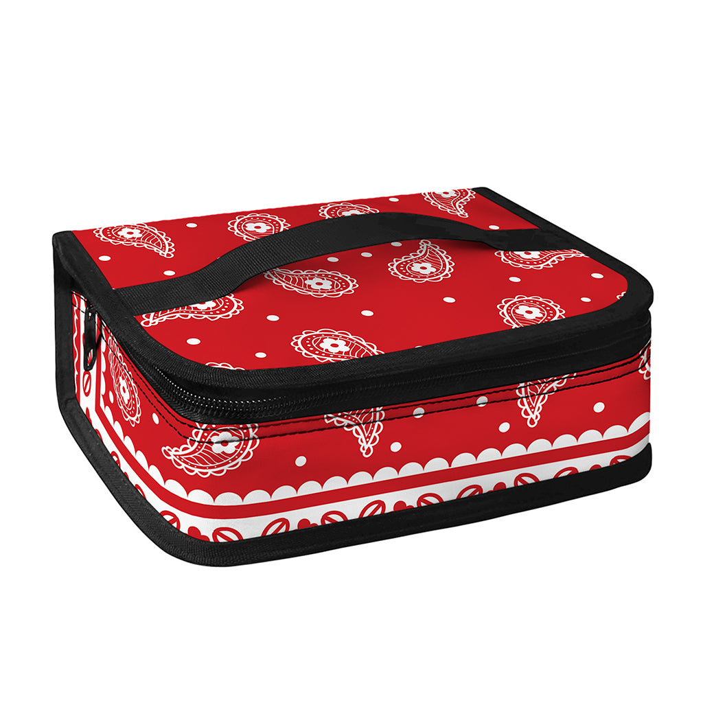 Red And White Paisley Bandana Print Small Lunch Bag