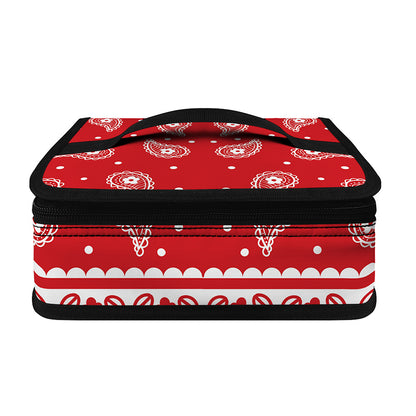 Red And White Paisley Bandana Print Small Lunch Bag