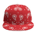 Red And White Paisley Bandana Print Snapback Cap