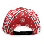 Red And White Paisley Bandana Print Snapback Cap