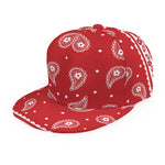 Red And White Paisley Bandana Print Snapback Cap