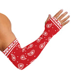 Red And White Paisley Bandana Print Sun Protection Arm Sleeves