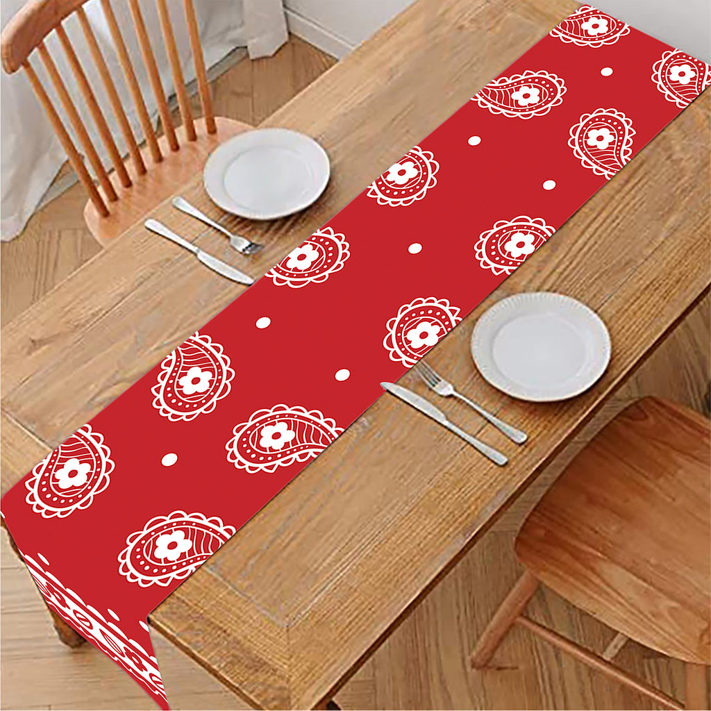 Red And White Paisley Bandana Print Table Runner