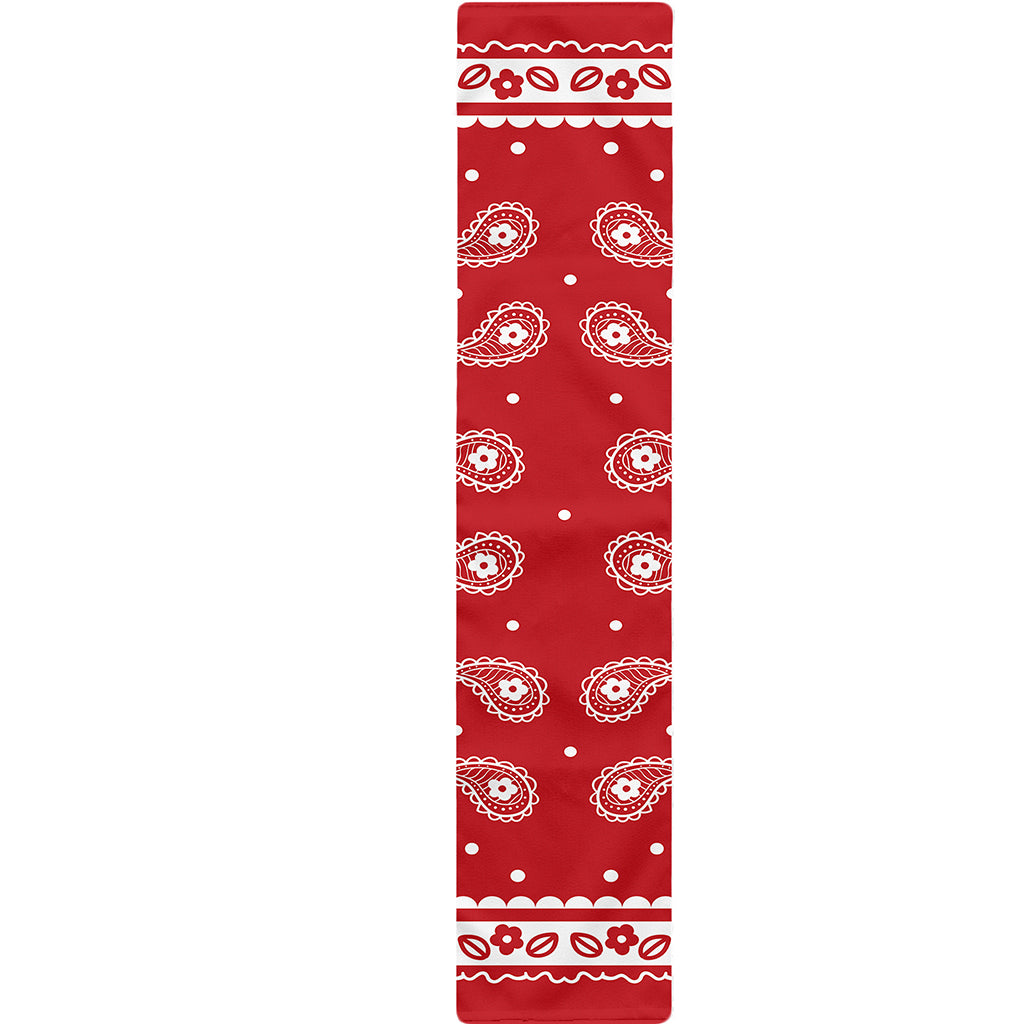 Red And White Paisley Bandana Print Table Runner