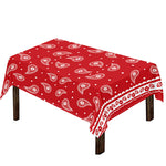Red And White Paisley Bandana Print Tablecloth