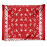 Red And White Paisley Bandana Print Tapestry