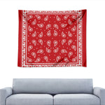 Red And White Paisley Bandana Print Tapestry