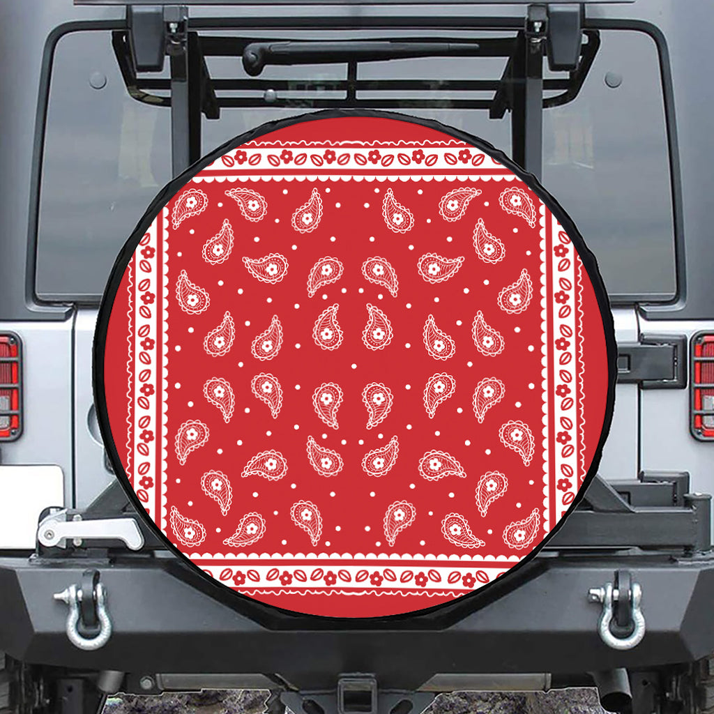 Red And White Paisley Bandana Print Tire Cover