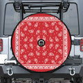 Red And White Paisley Bandana Print Tire Cover With Camera Hole