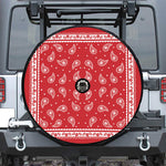 Red And White Paisley Bandana Print Tire Cover With Camera Hole