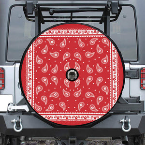 Red And White Paisley Bandana Print Tire Cover With Camera Hole