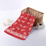 Red And White Paisley Bandana Print Towel