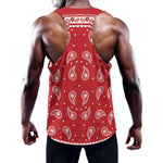 Red And White Paisley Bandana Print Training Tank Top
