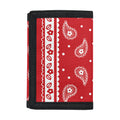 Red And White Paisley Bandana Print Trifold Wallet