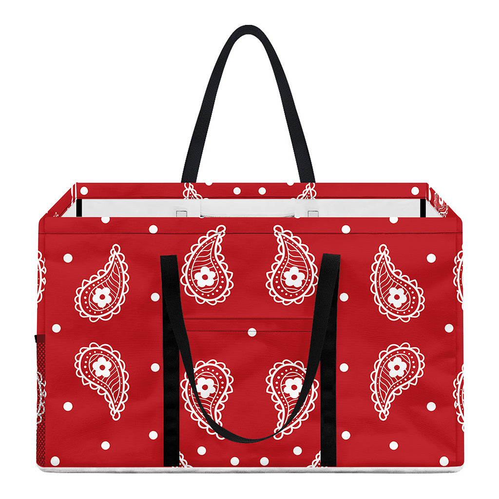 Red And White Paisley Bandana Print Utility Tote Bag