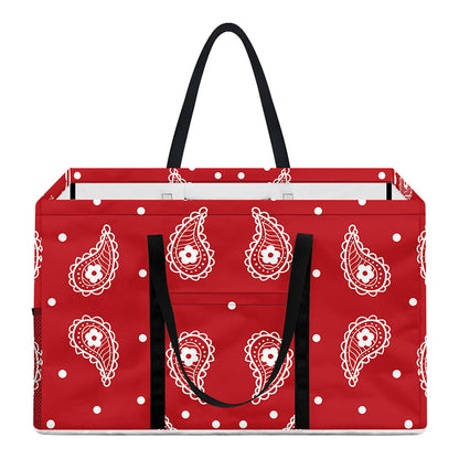Red And White Paisley Bandana Print Utility Tote Bag