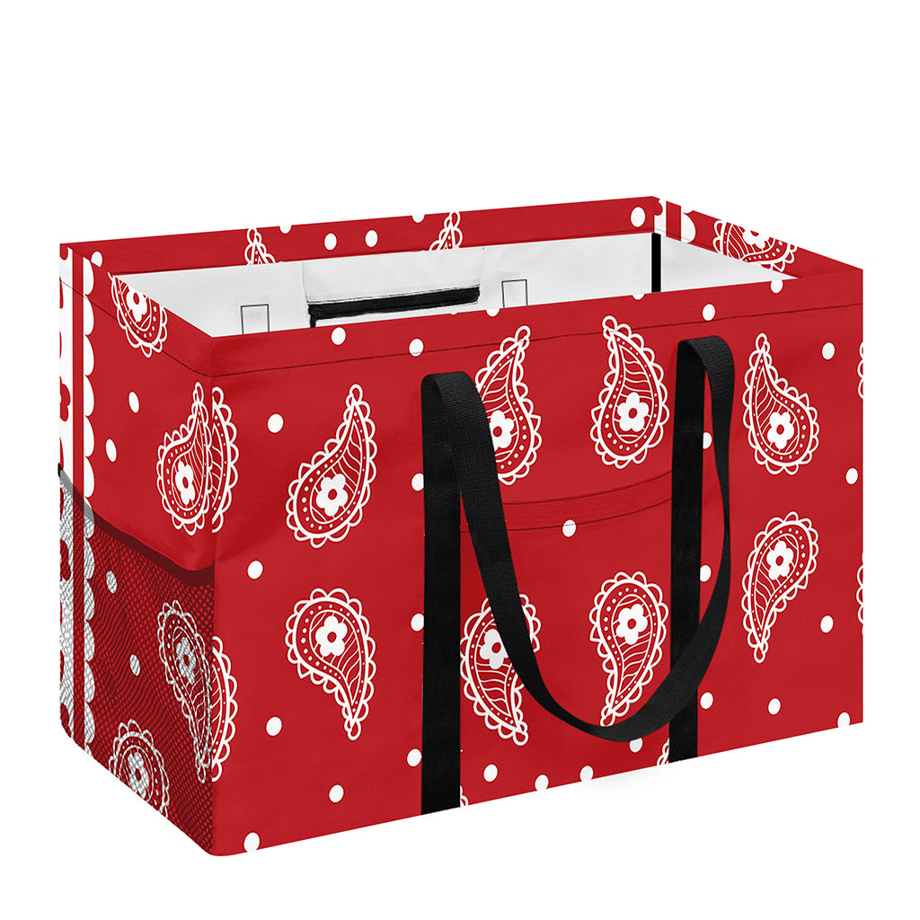 Red And White Paisley Bandana Print Utility Tote Bag