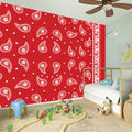 Red And White Paisley Bandana Print Wall Sticker