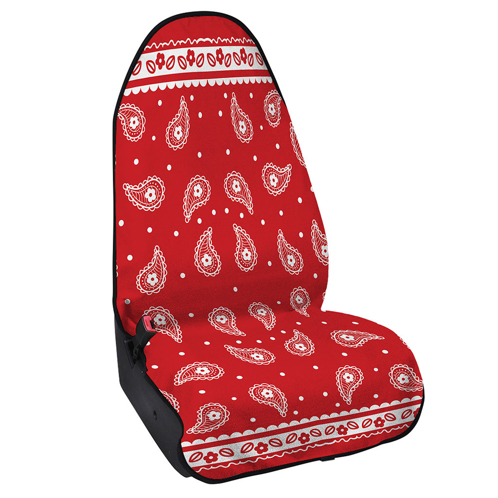 Red And White Paisley Bandana Print Waterproof Car Seat Cover
