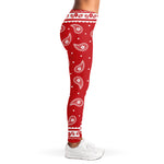 Red And White Paisley Bandana Print Women's Leggings