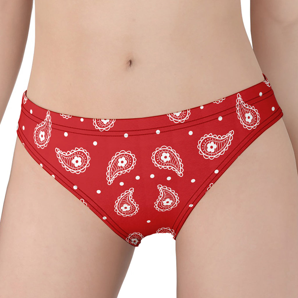 Red And White Paisley Bandana Print Women's Panties