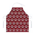 Red And White Paw Knitted Pattern Print Adjustable Apron
