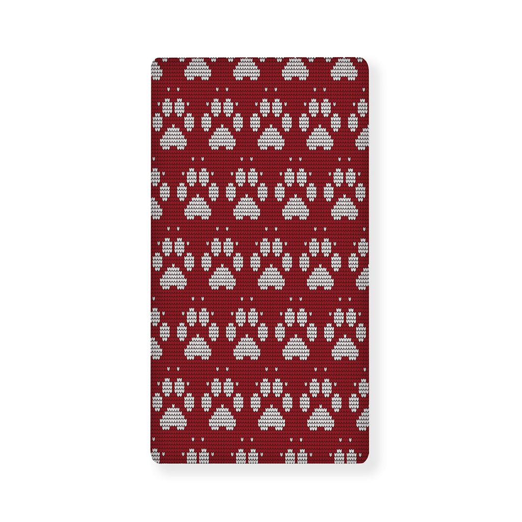 Red And White Paw Knitted Pattern Print Baby Crib Sheet
