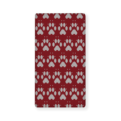 Red And White Paw Knitted Pattern Print Baby Crib Sheet