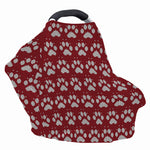 Red And White Paw Knitted Pattern Print Baby Seat Cover