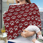Red And White Paw Knitted Pattern Print Baby Seat Cover