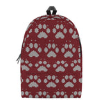 Red And White Paw Knitted Pattern Print Backpack