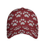 Red And White Paw Knitted Pattern Print Baseball Cap