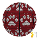 Red And White Paw Knitted Pattern Print Basketball