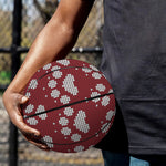 Red And White Paw Knitted Pattern Print Basketball