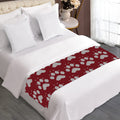 Red And White Paw Knitted Pattern Print Bed Runner