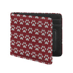 Red And White Paw Knitted Pattern Print Bifold Wallet