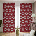 Red And White Paw Knitted Pattern Print Dimout Pencil Pleat Curtains