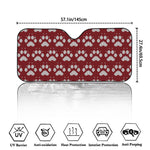 Red And White Paw Knitted Pattern Print Car Windshield Sun Shade