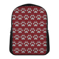 Red And White Paw Knitted Pattern Print Casual Backpack