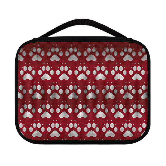 Red And White Paw Knitted Pattern Print Classic Bible Case