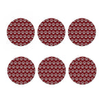 Red And White Paw Knitted Pattern Print Coaster Set