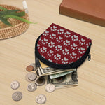 Red And White Paw Knitted Pattern Print Coin Purse